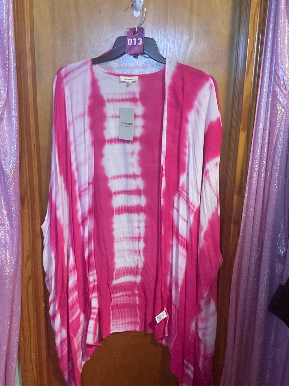 13 - eesome Pink and White Tie-Dye Open Front Cardigan